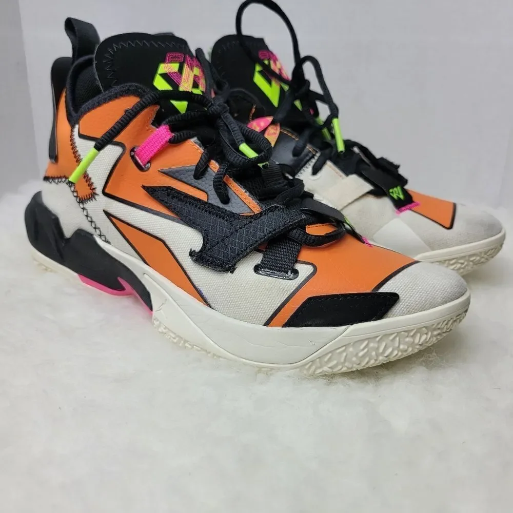 Nike Jordan Why Not Zero Mens Ivory Black Orange Fashion Sneakers Size 7